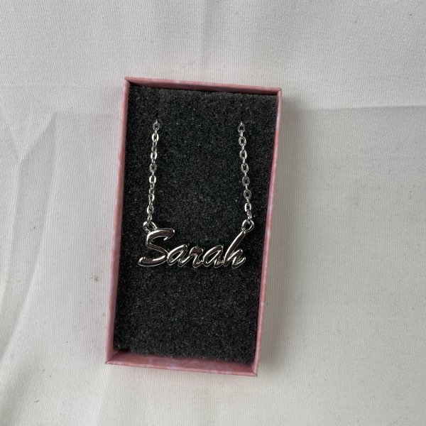  Cursive Name Necklace Sarah Chain Silverstone Personalised