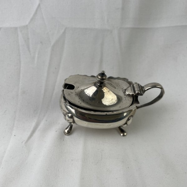 Antique Sterling Silver 1912 E S BARNSLEY Co Ltd Birmingham England MUSTARD POT