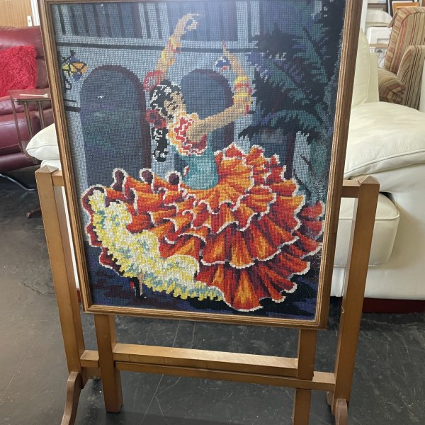 Vintage tapestry / embroidery of a Spanish dancer - REDUCED FOR A QUICK SALE