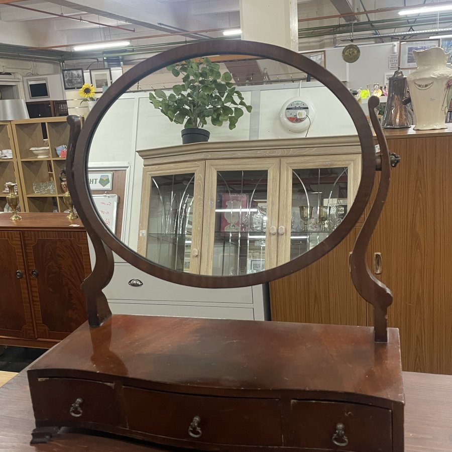 19thc Mahogany Bow-fronted Swing Dressing Mirror